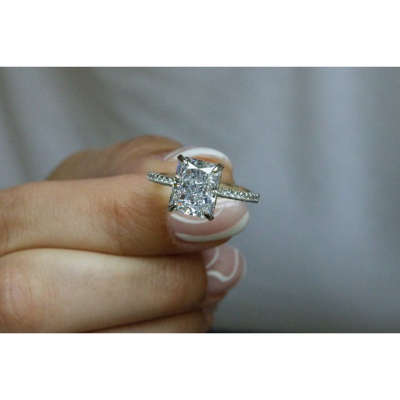 Radiant Cut Engagement Ring, 3 CT Radiant Cut Wedding Ring - Picture 9 of 9